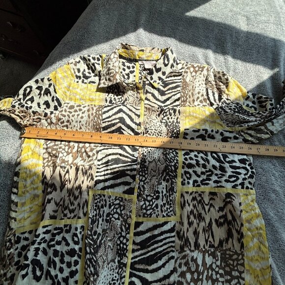 Allison Daley Top Plus Size 2X Patchwork Animal Button Up Lace Boho Chic 18653 - Picture 4 of 8